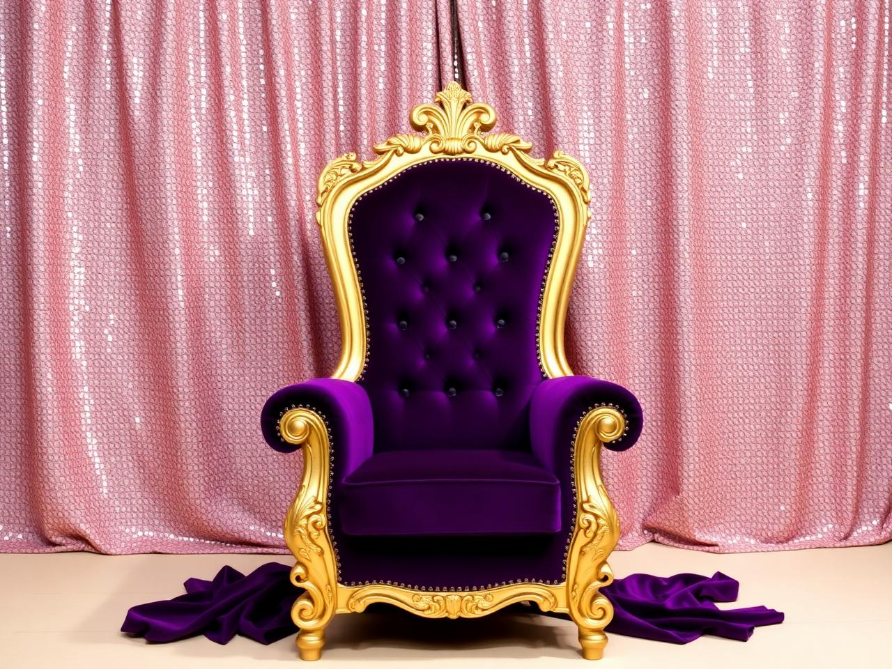Purple velvet throne with gold trim